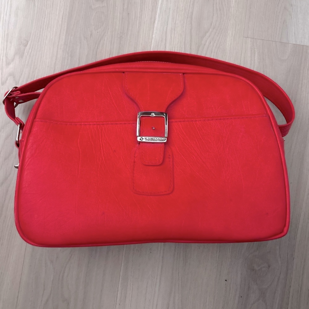 Samsonite Sidekicks Silhouette Vintage Travel Bag Coral Carry On Double Strap